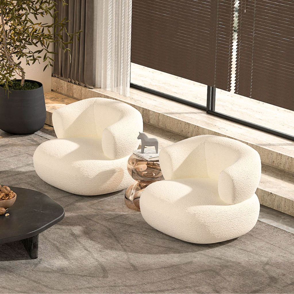 Skulpturell loungesofa med buede linjer