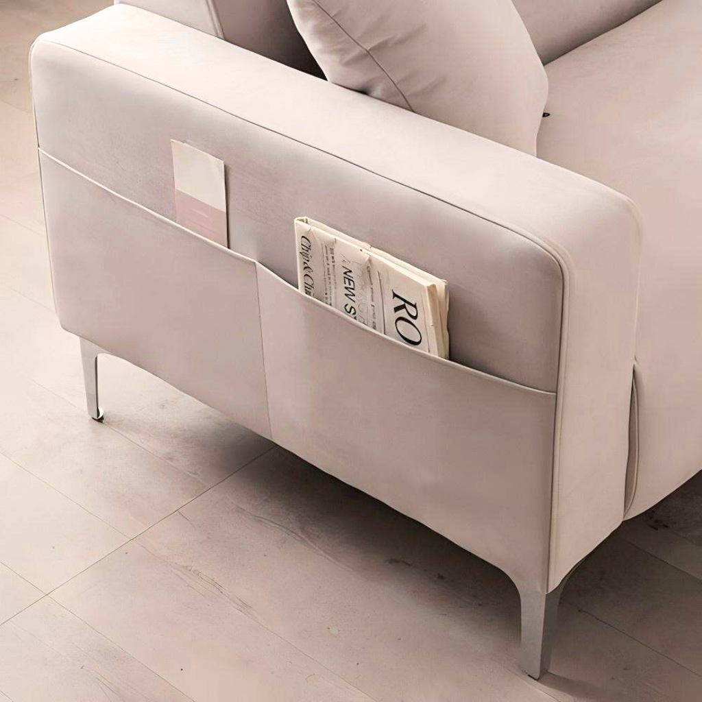 Stilren modulsofa med flyttbar pall