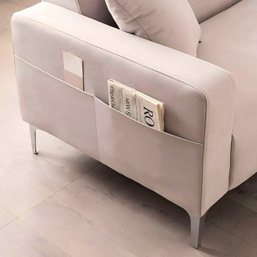 Stilren modulsofa med flyttbar pall